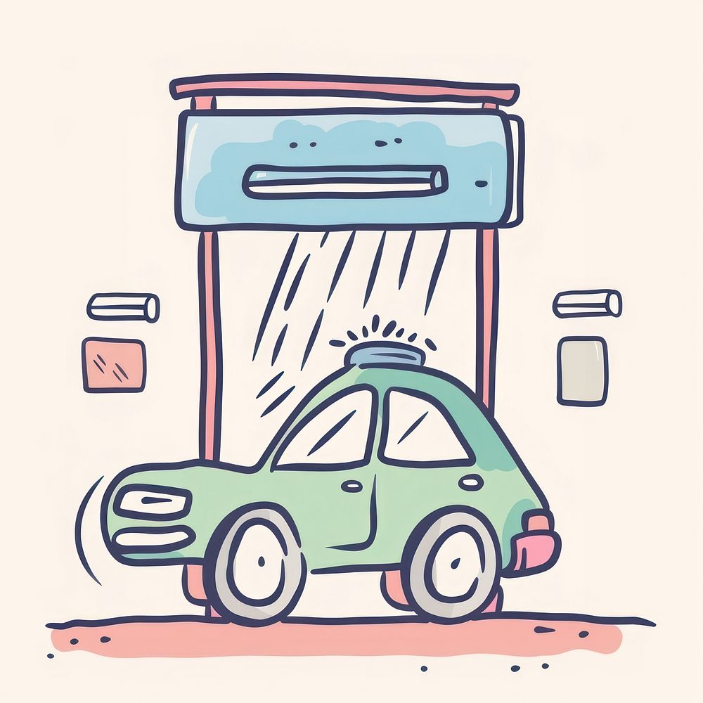 Car wash sign transportation illustrated automobile.