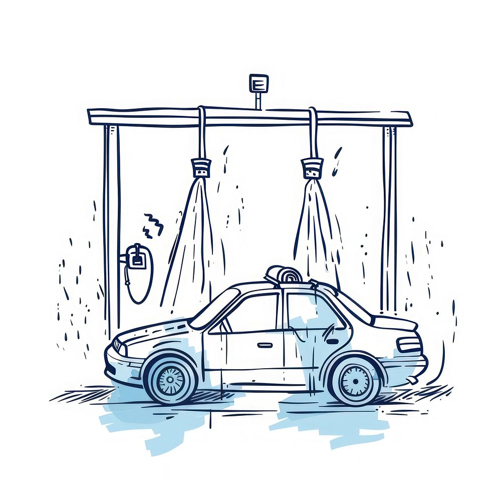 Car wash transportation illustrated automobile.