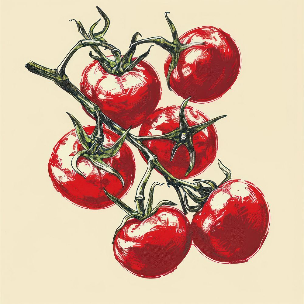 Tomatoes on vine art vegetable produce.