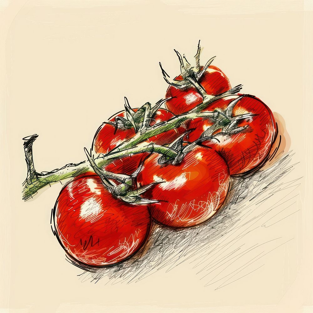 Tomatoes on vine art vegetable produce.