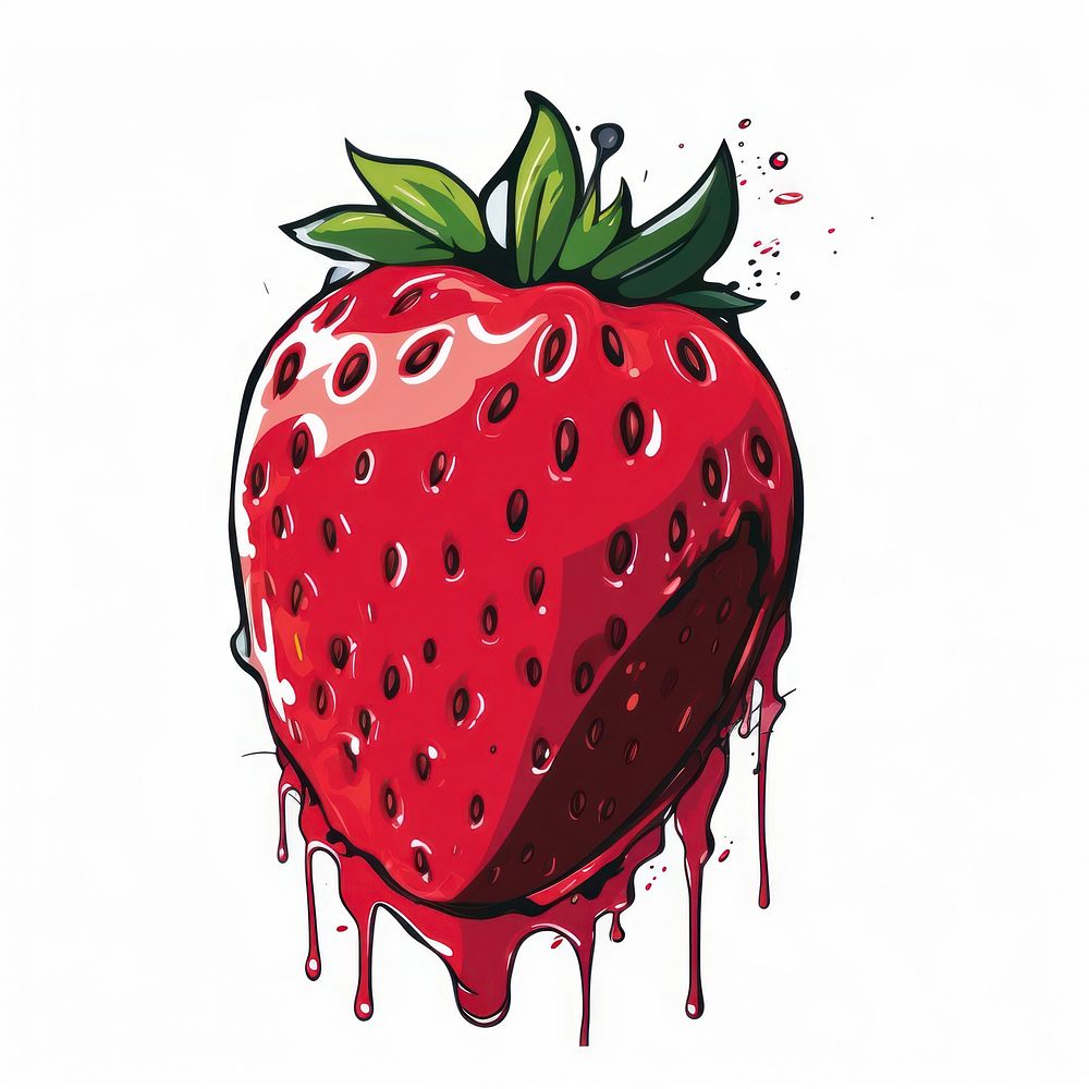 Minimal graffiti strawberry fruit food red.
