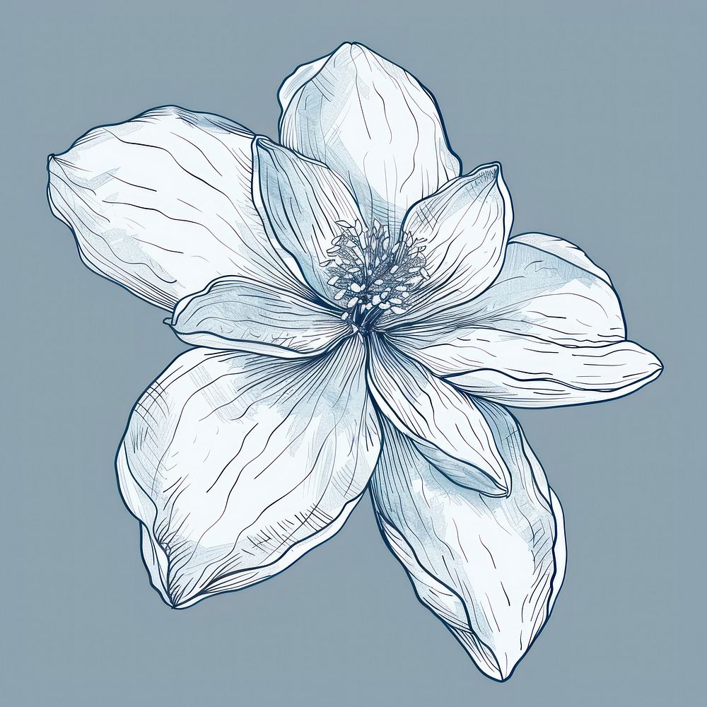 White flower illustrated anemone blossom.