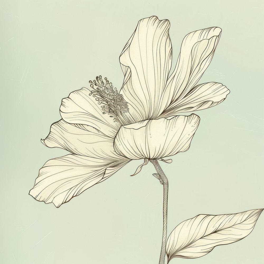 White flower illustrated drawing sketch.