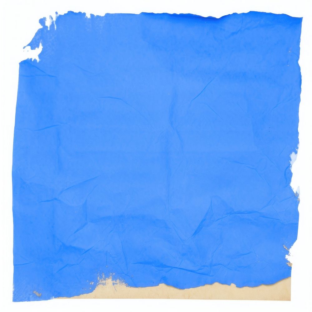 Bright blue ripped paper tissue animal towel.