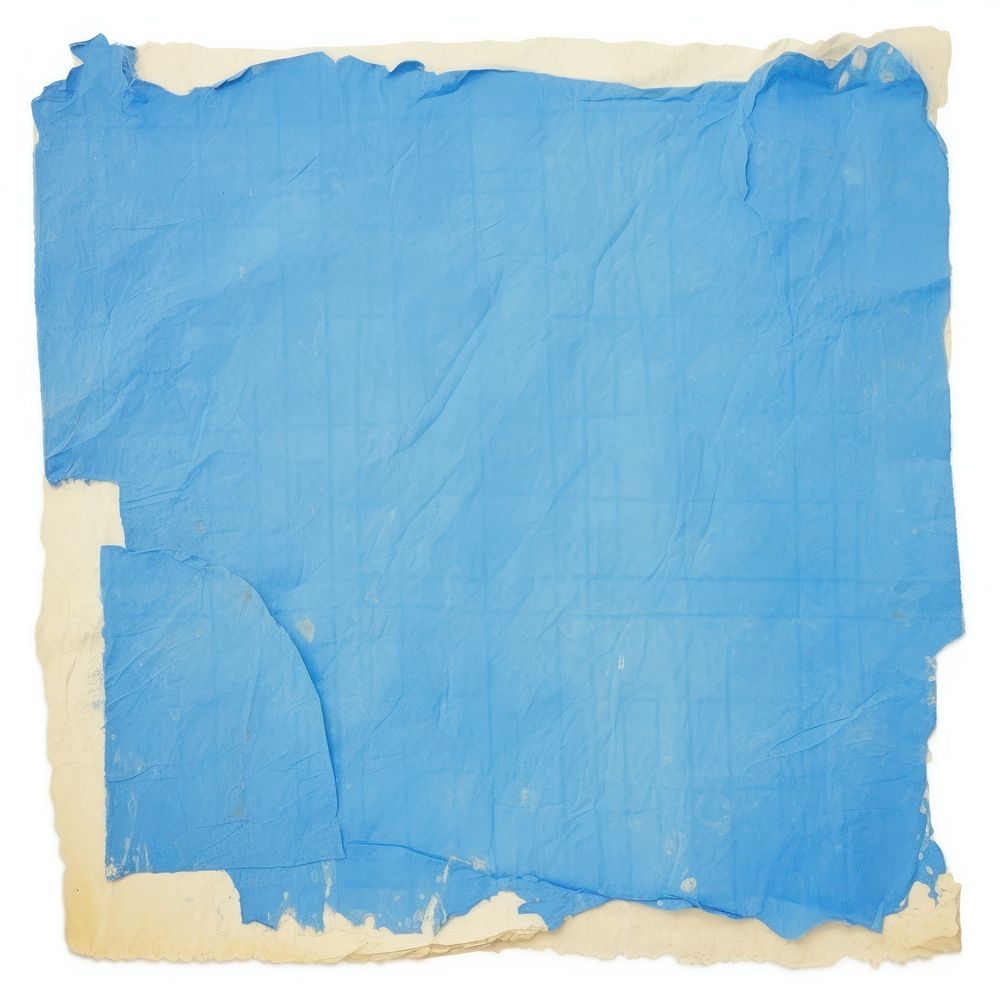 Bright blue ripped paper text painting diaper.