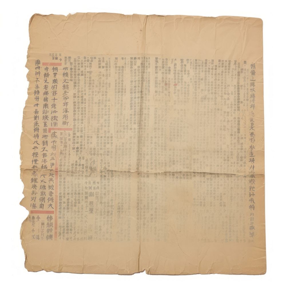 Chinese newspaper ripped paper text document diaper.