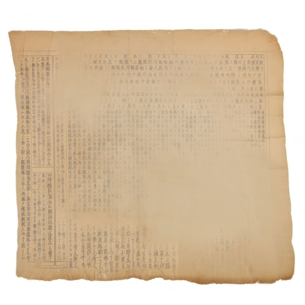 Chinese newspaper ripped paper text document page.