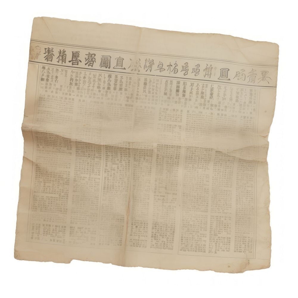 Chinese newspaper ripped paper text.