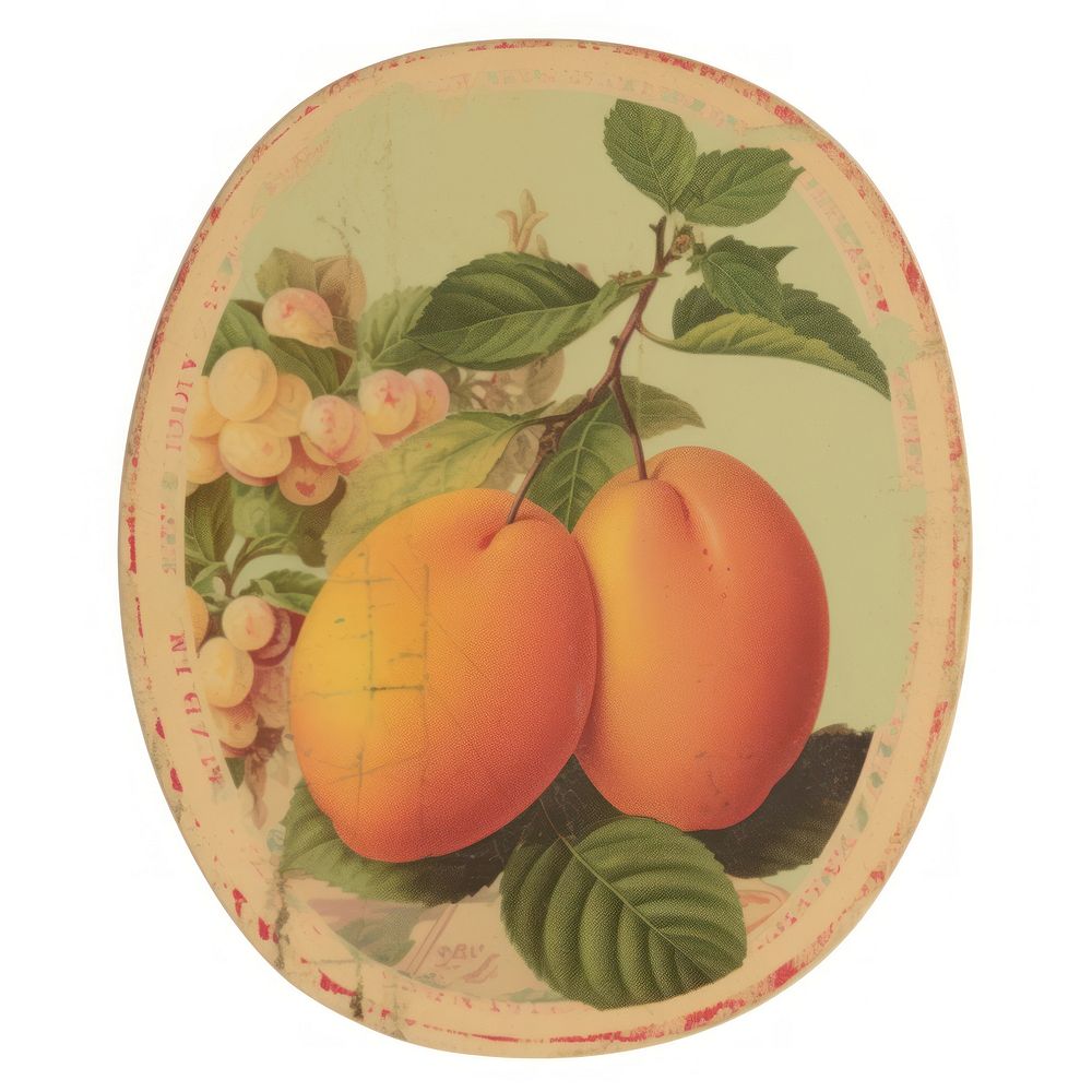 Fruit sticker produce apricot plant.