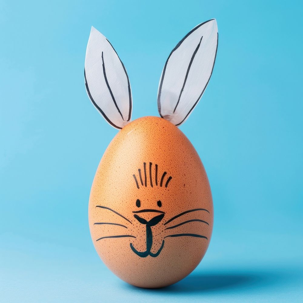 Easter egg with ears of rabbit drawing cricket person tattoo.