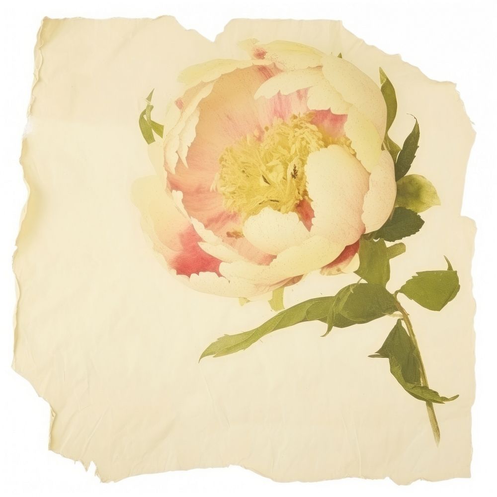 Peony ripped paper painting blossom cushion.