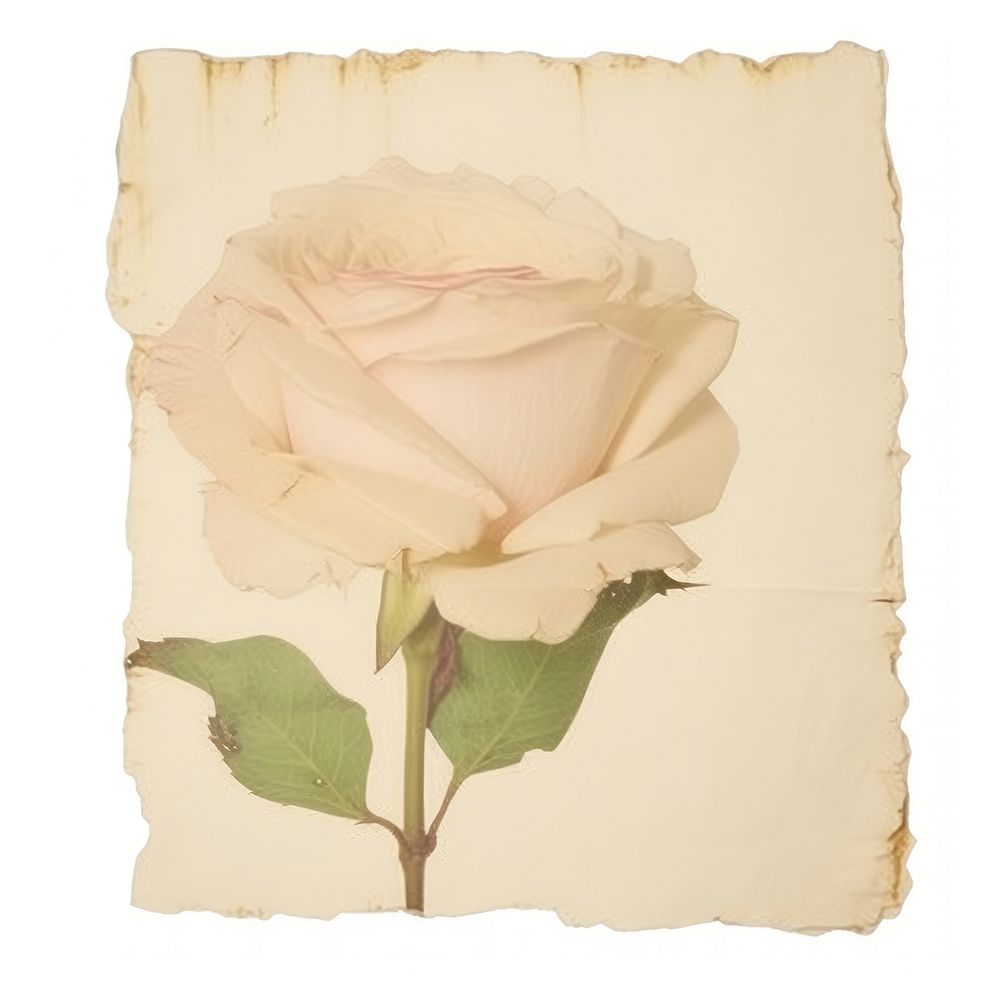 Rose ripped paper painting blossom flower.
