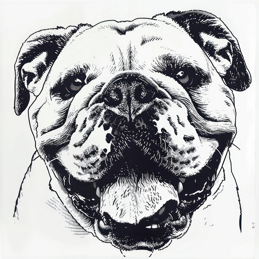 Bulldog illustrated drawing sketch.