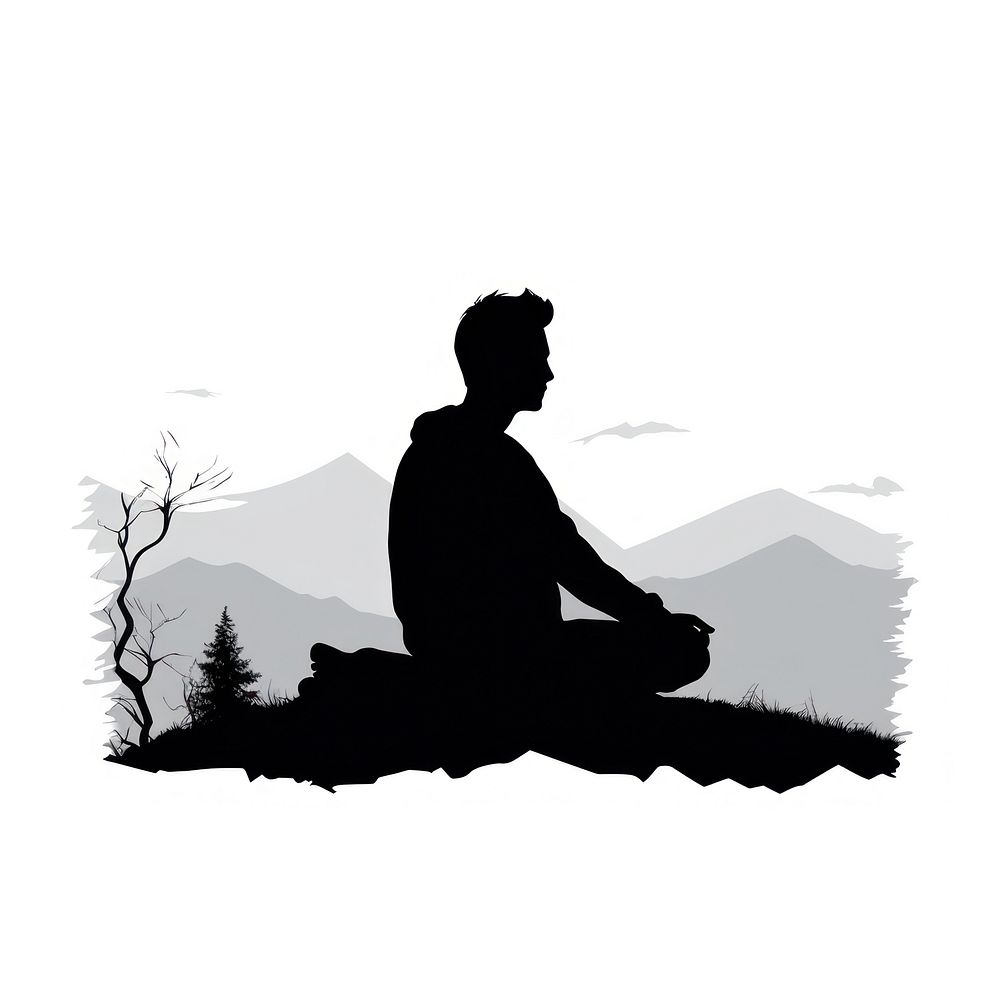 Meditation silhouette clothing exercise.