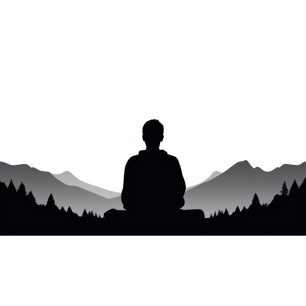 Meditation silhouette person adult.