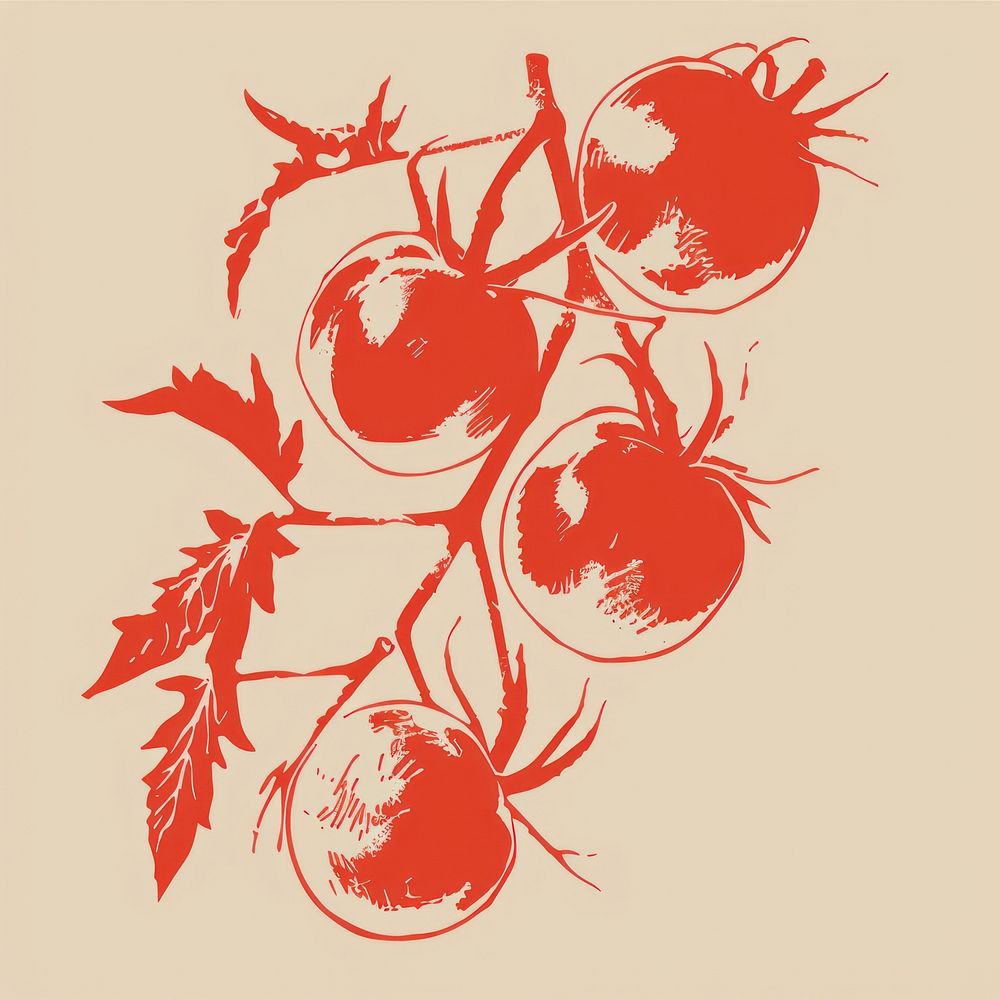 Tomatoes on vine art graphics pattern.