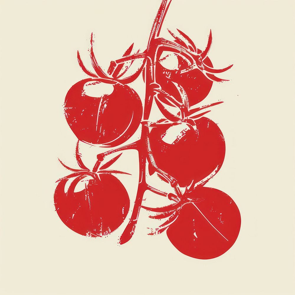 Tomatoes on vine art graphics ketchup.