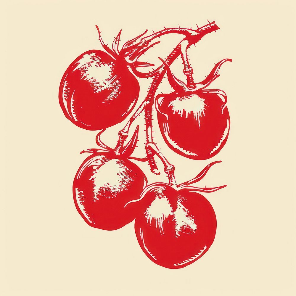 Tomatoes on vine art produce ketchup.