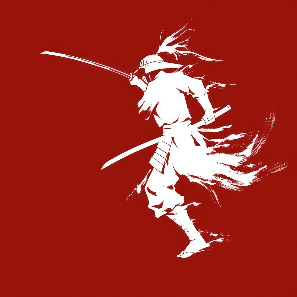 Samurai silhouette weaponry person.