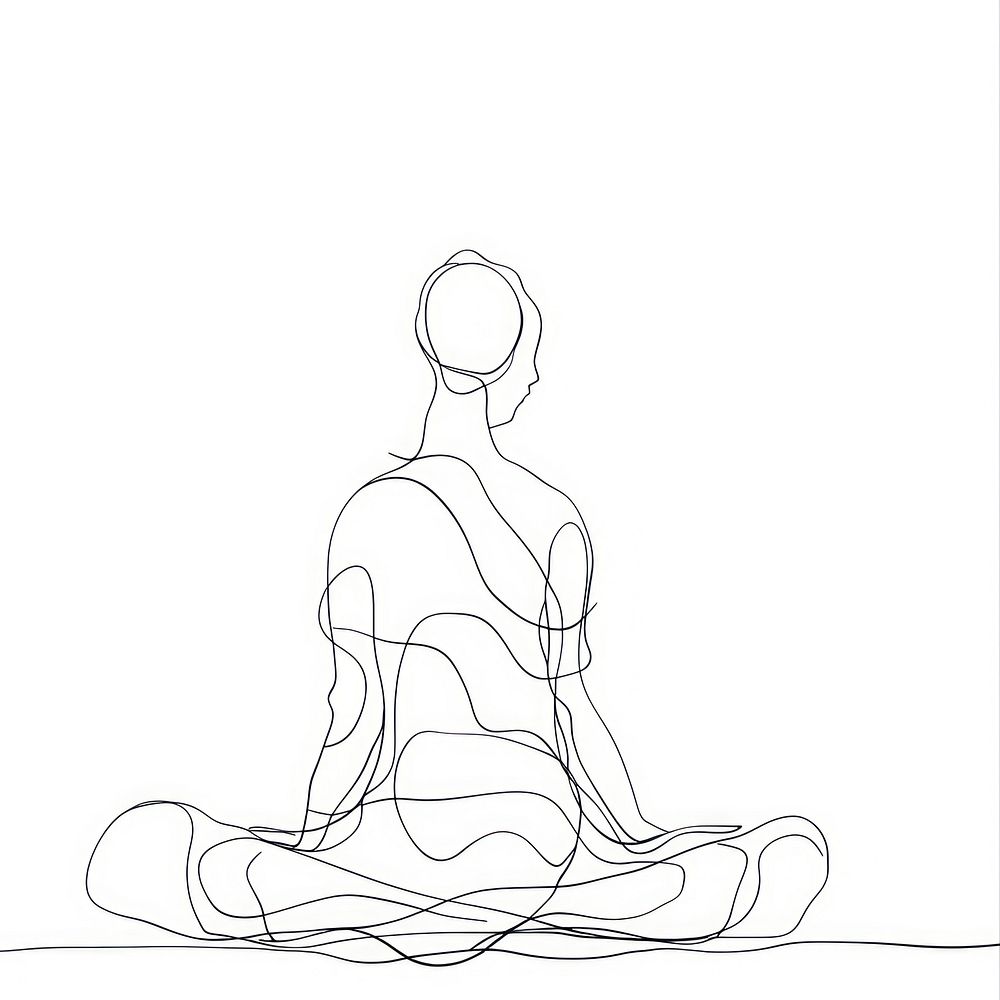 Meditation illustrated drawing sketch.
