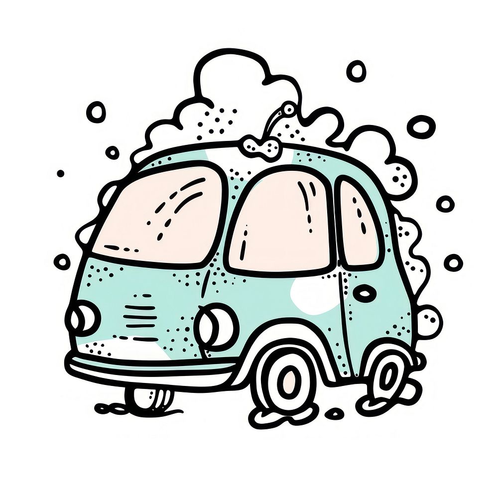 Car with foam doodle transportation illustrated drawing.