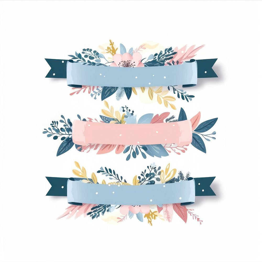 Ribbon pastel winter banner pattern dessert wedding.