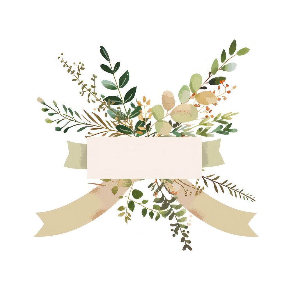 Ribbon with botanicals astragalus graphics blossom.
