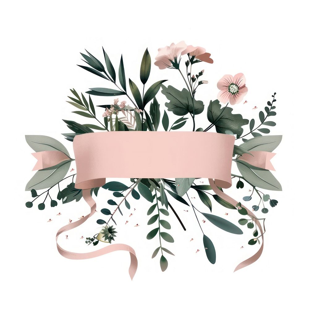 Ribbon with botanicals graphics pattern blossom.