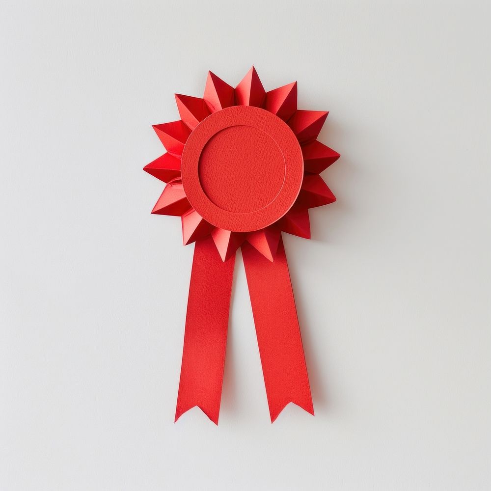 Paper red ribbon award badge icon art symbol cross.
