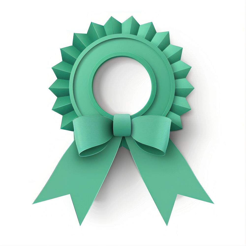 Paper green ribbon award badge icon appliance device wreath.