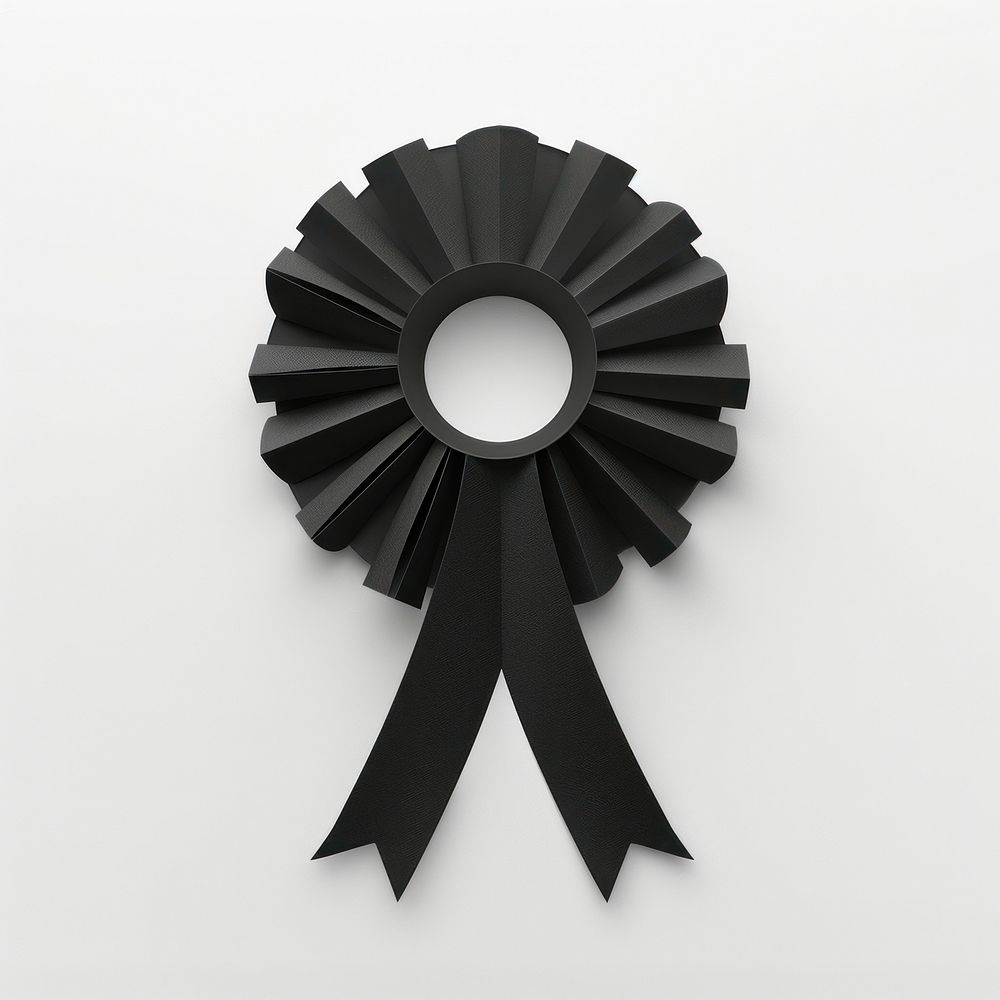Paper black ribbon award badge icon machine symbol cross.