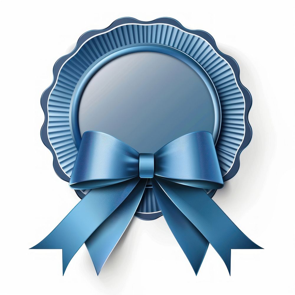 Gradient blue Ribbon award badge icon appliance clothing apparel.