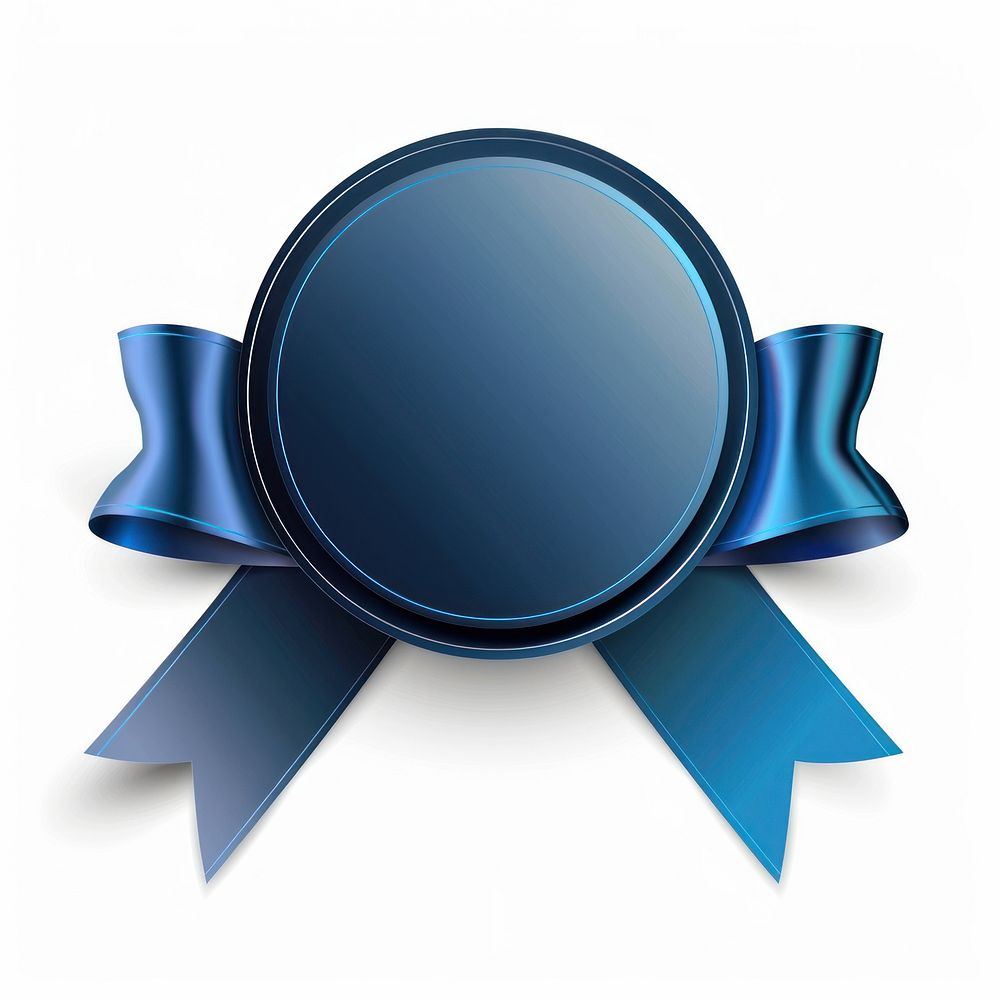 Gradient blue Ribbon award badge icon symbol logo.