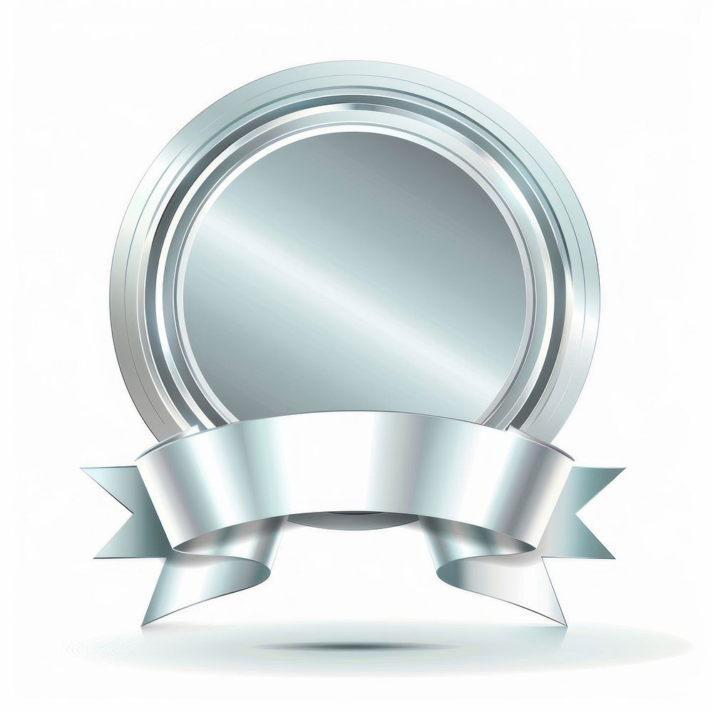 Gradient silver Ribbon award badge icon appliance mirror device.
