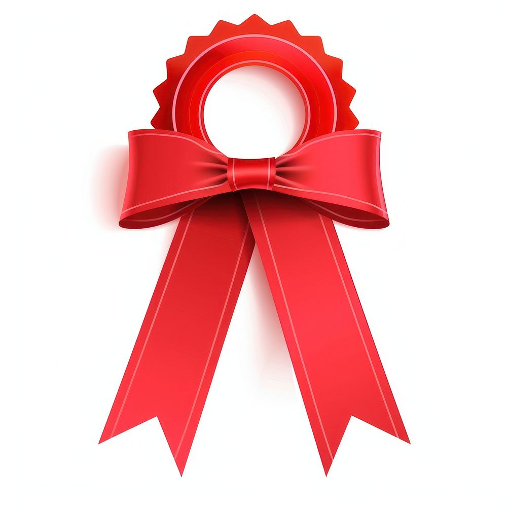Gradient red Ribbon award badge icon letterbox mailbox logo.