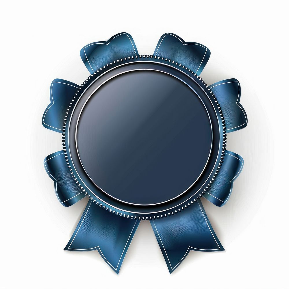 Gradient dark blue Ribbon award badge icon photography chandelier mirror.