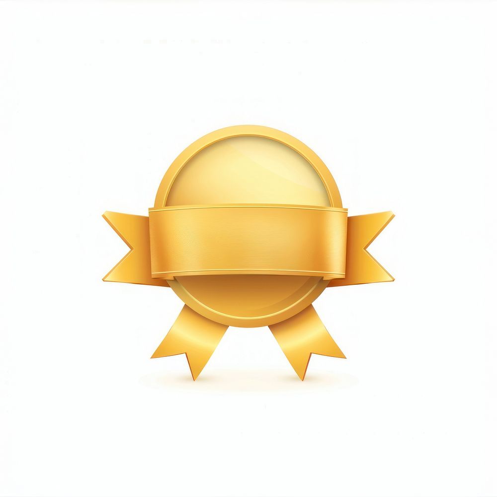 Gradient gold Ribbon award badge icon chandelier symbol logo.
