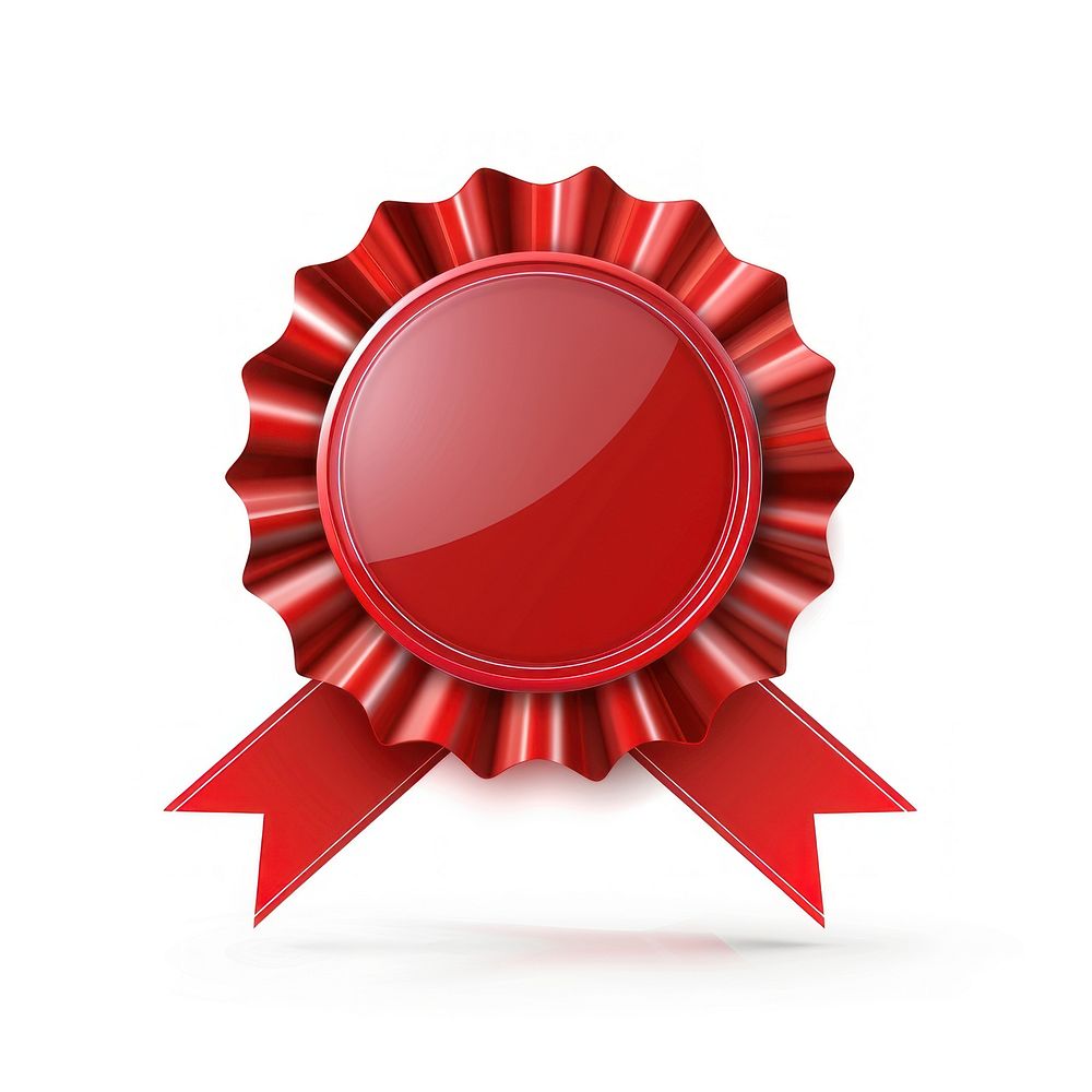 Gradient red Ribbon award badge icon symbol logo.
