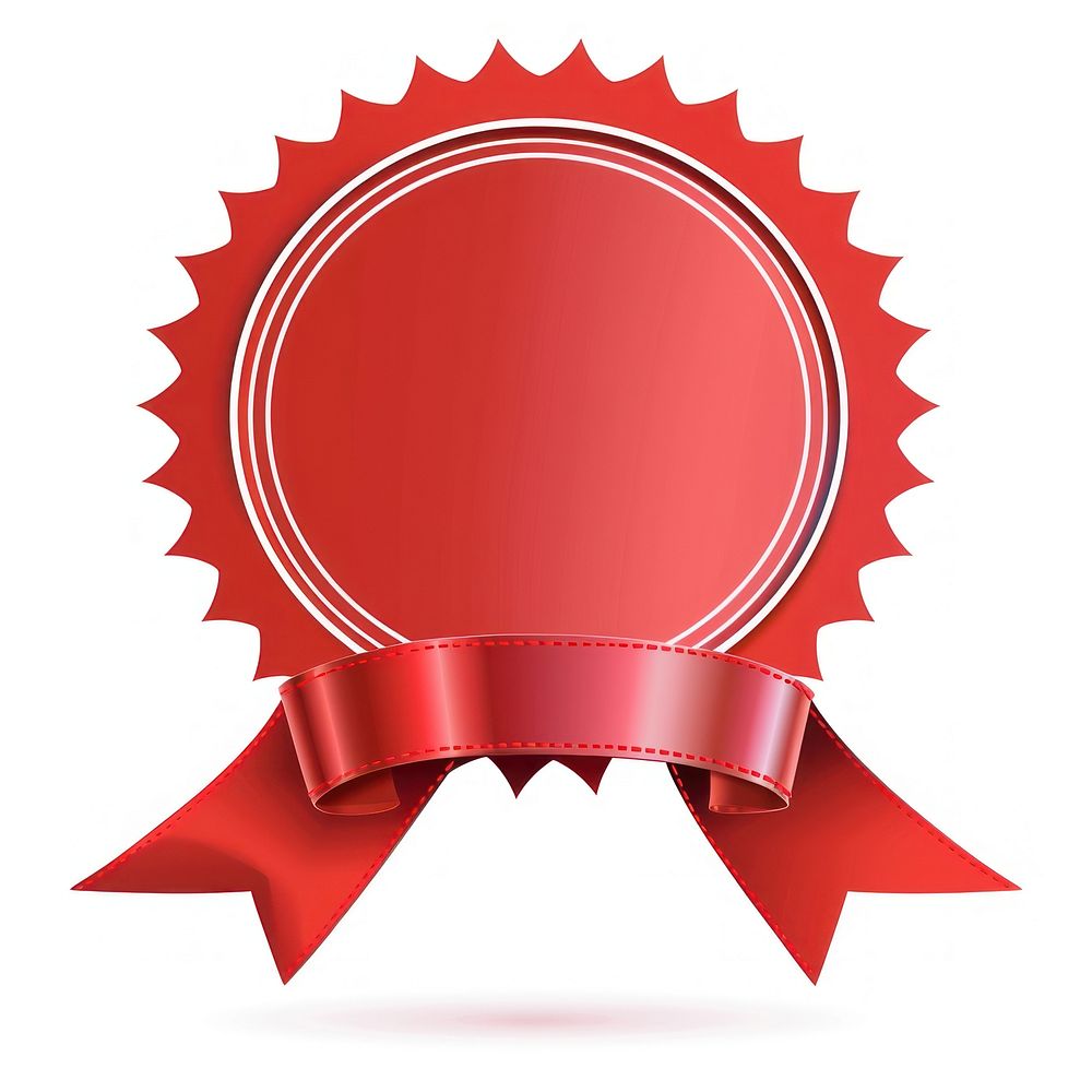 Gradient red Ribbon award badge icon appliance symbol device.
