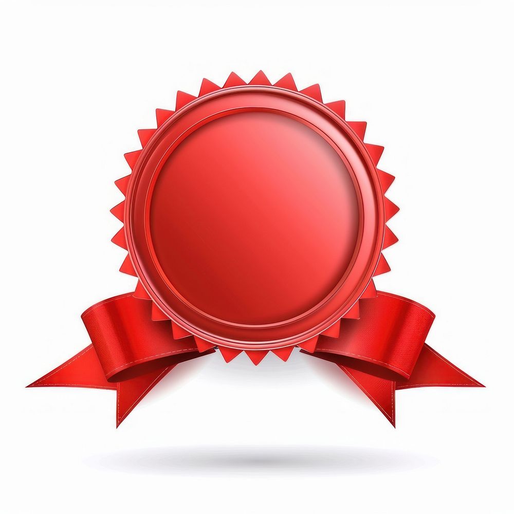 Gradient red Ribbon award badge icon symbol.