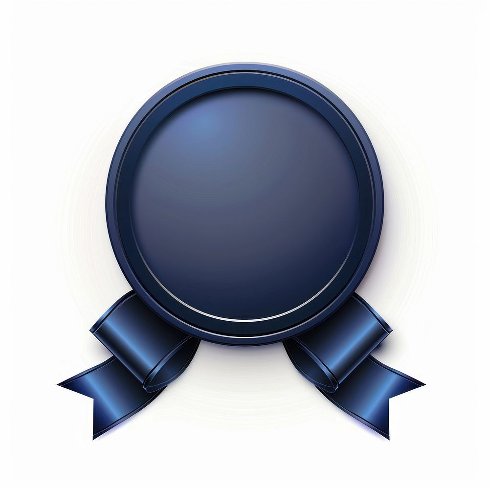 Gradient dark blue Ribbon award badge icon electronics photography speaker.