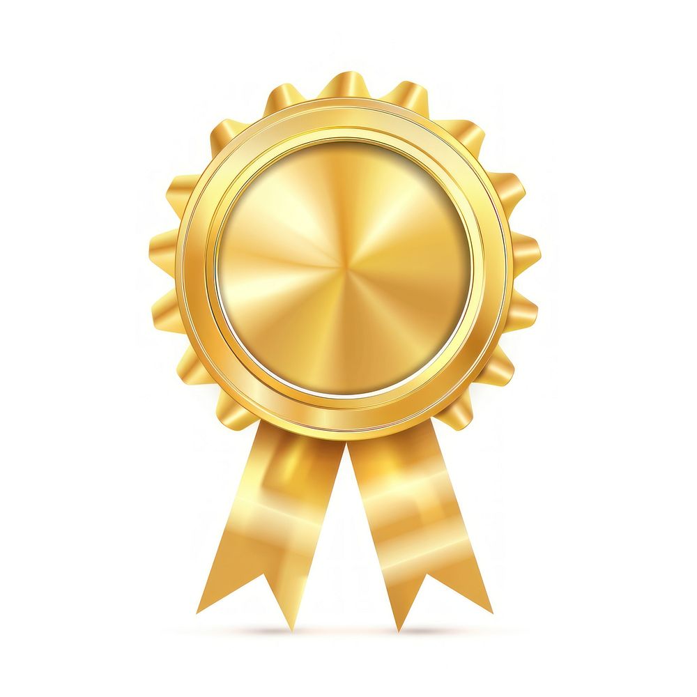 Gradient gold Ribbon award badge icon trophy symbol logo.