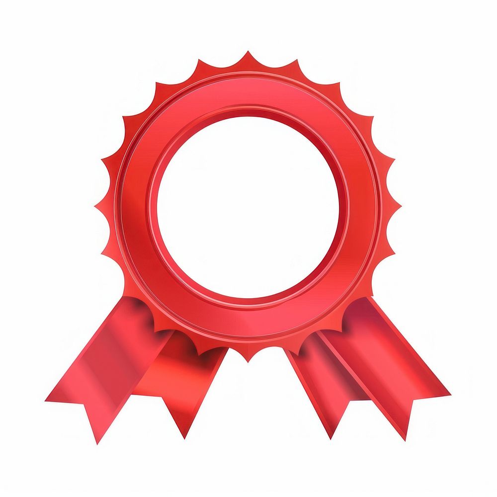 Gradient red Ribbon award badge icon dynamite weaponry machine.