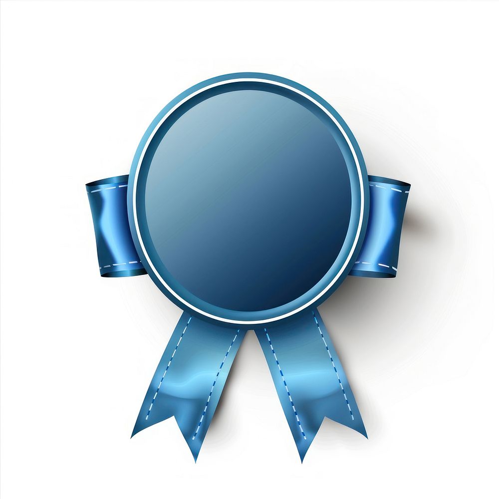 Gradient blue Ribbon award badge icon chandelier logo lamp.