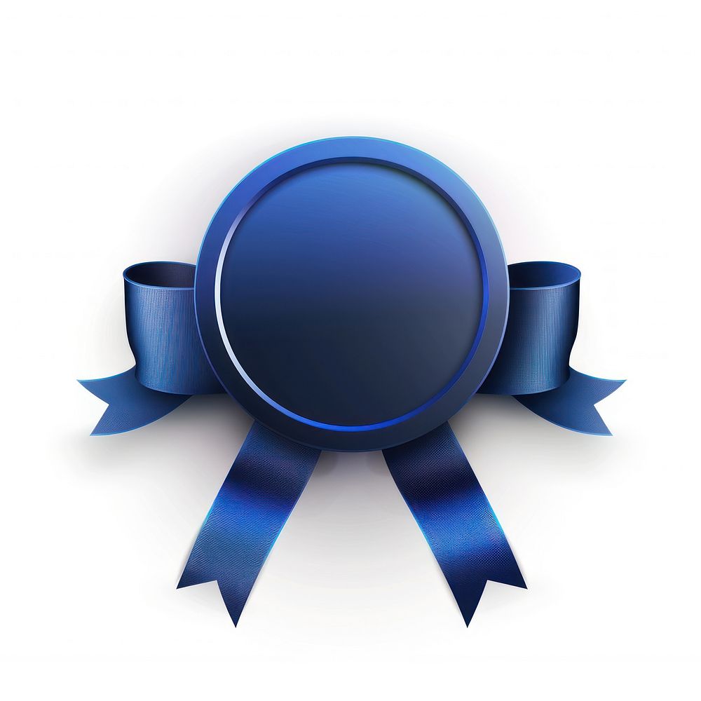 Gradient blue Ribbon award badge icon skating hockey sports.