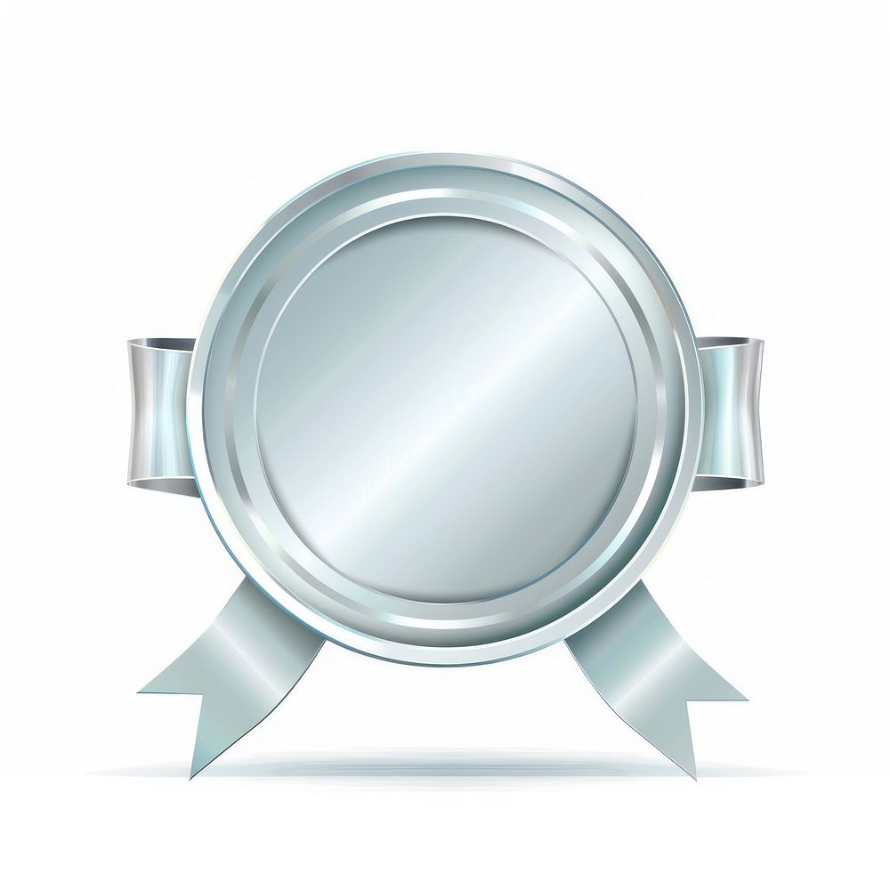 Gradient silver Ribbon award badge icon appliance mirror device.
