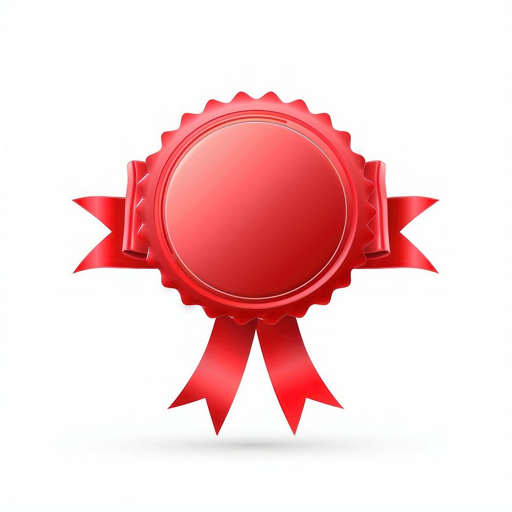 Gradient red Ribbon award badge icon dynamite weaponry symbol.