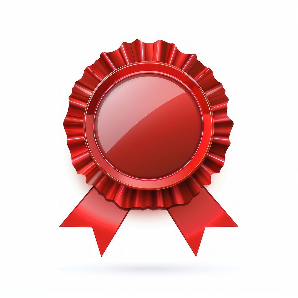 Gradient red Ribbon award badge icon dynamite weaponry symbol.