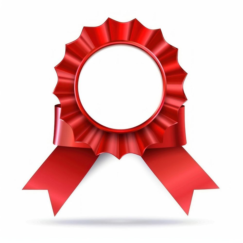 Gradient red Ribbon award badge icon dynamite weaponry logo.