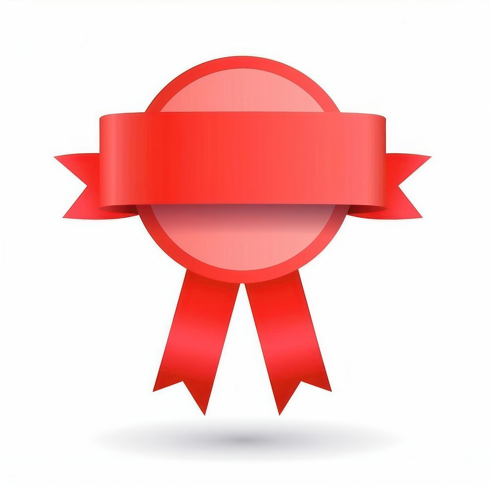 Gradient red Ribbon award badge icon symbol cross logo.